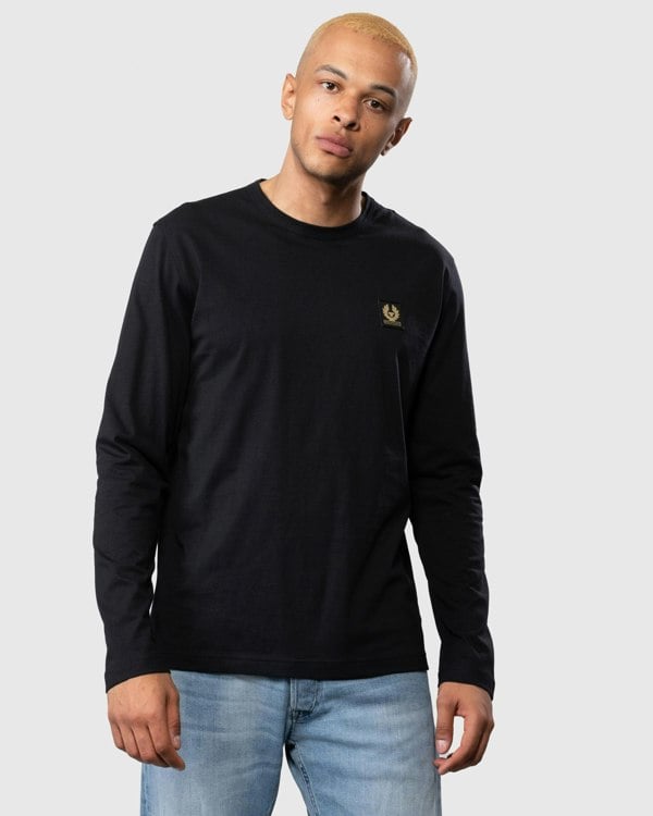 Belstaff Long Sleeved Logo Patch T-Shirt - Black