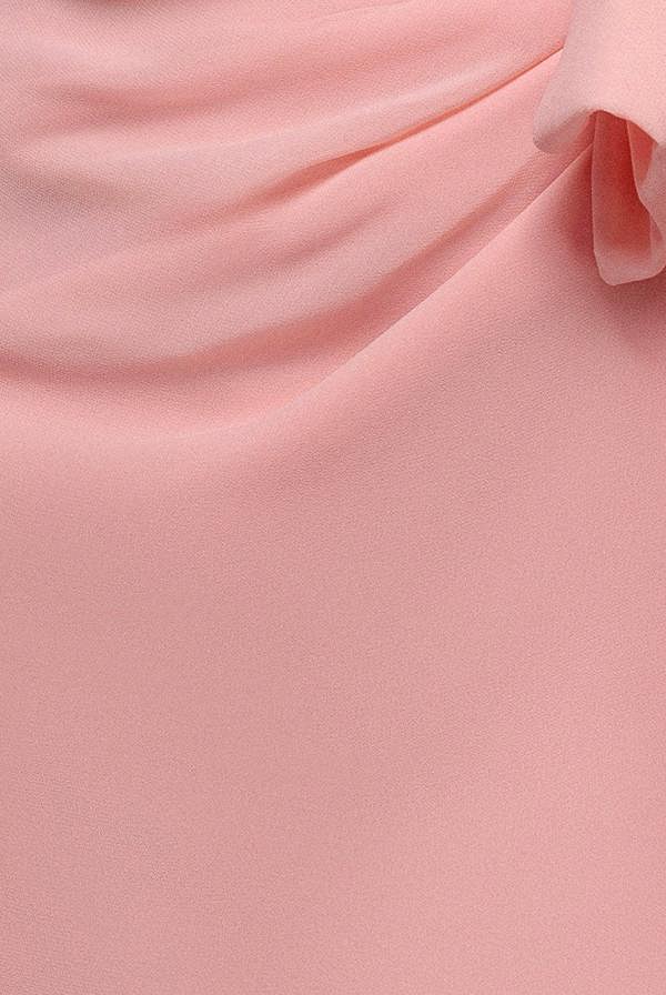 One Shoulder Cowl With Bow Detail Maxi Dress - Blush Pink DR4606
