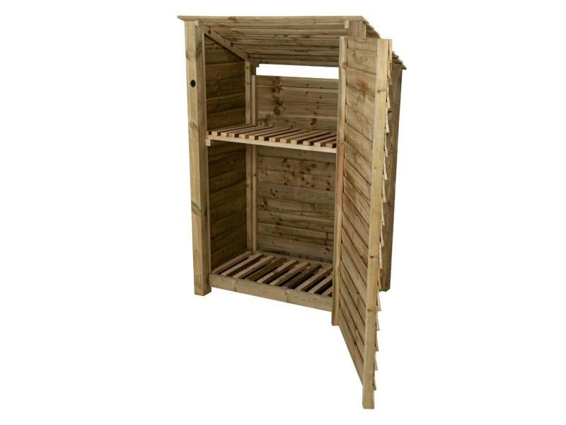 Arbor Garden Solutions Wooden Log Store (Roof Sloping Back) with Door and Shelf W-119cm, H-126cm Or 180cm, D-88cm