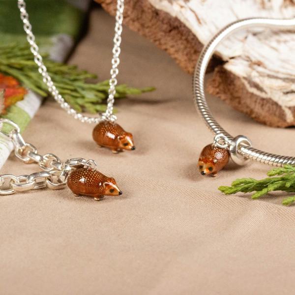 Hedgehog Necklace - Enamelled Sterling Silver - MYLEE London