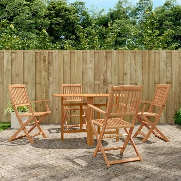 Berkfield 5 Piece Folding Outdoor Dining Set Solid Acacia Wood