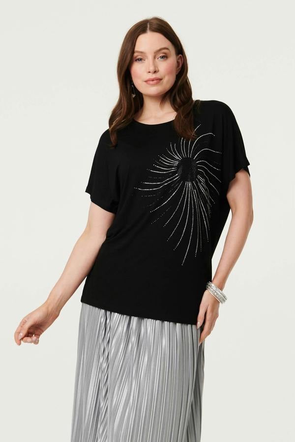 Black | Sparkly Detail Relaxed T-Shirt