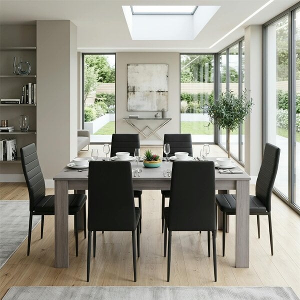 Kosy Koala Dining Table With 6 Chairs Grey Dining Set With 6 Black Chairs Dining Furniture