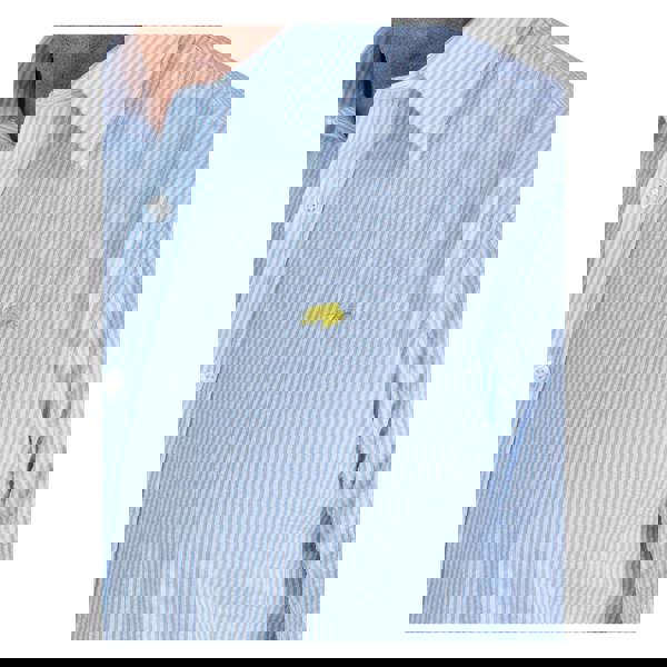 Raging Bull Mens Bournemouth Stripe Linen Short-Sleeved Shirt - Sky Blue - 