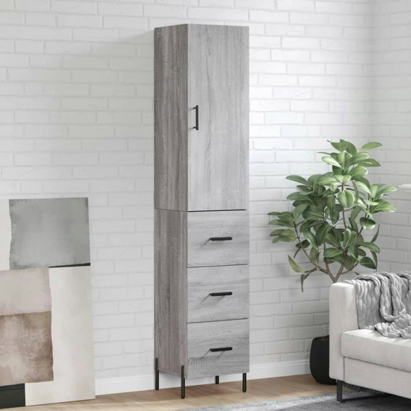 Berkfield Highboard Grey Sonoma 34.5x34x180 cm Engineered Wood