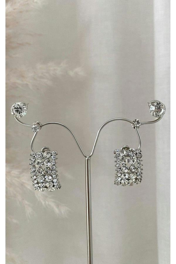 Zoya Embellished Earrings - Silver