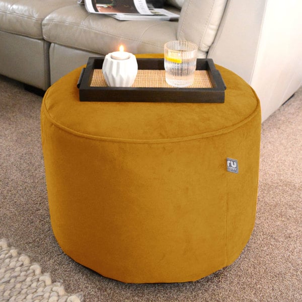 rucomfy Velvet Pouffe - Indoor Bean Bag Footstool