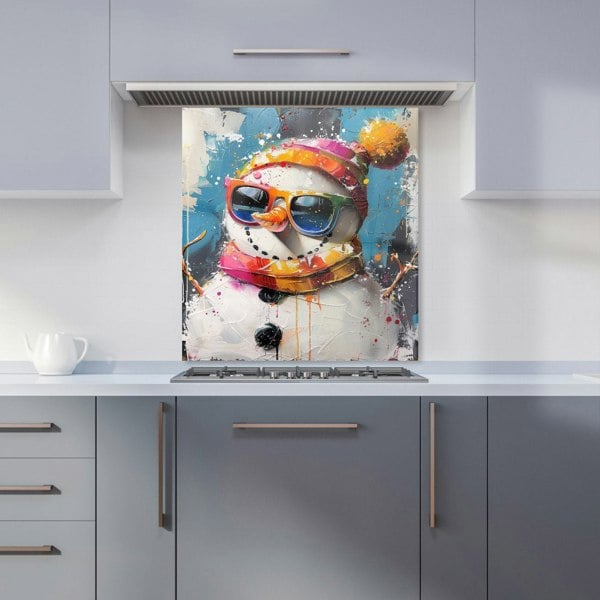 Warren Reed - Designer Vibrant Snowman with Style Kitchen Splashback