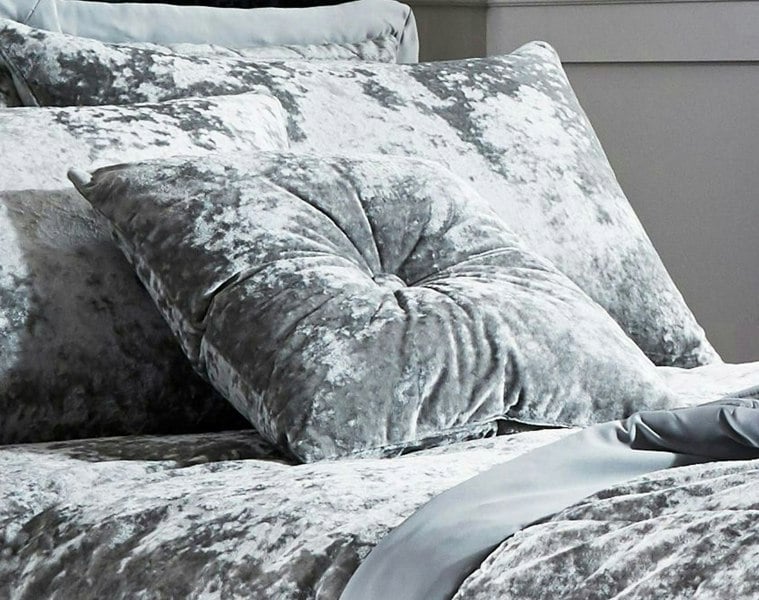 Catherine Lansfield Crushed Velvet Silver Filled Cushion