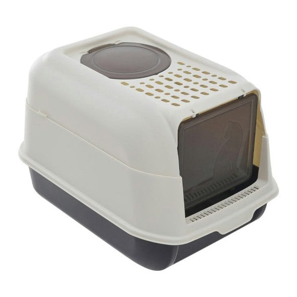 Large Hooded Top Entry Cat Litter Box with Scoop Living and Home