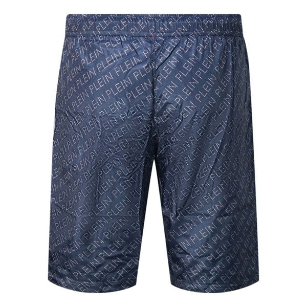 Philipp Plein Repetitive Logo Long Swim Shorts - Navy