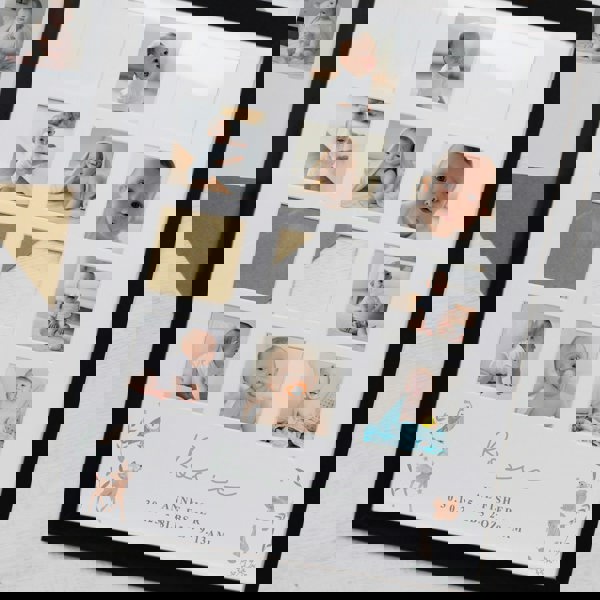 Personalised Memento Company Personalised Woodland Animal Black Multi Photo Frame