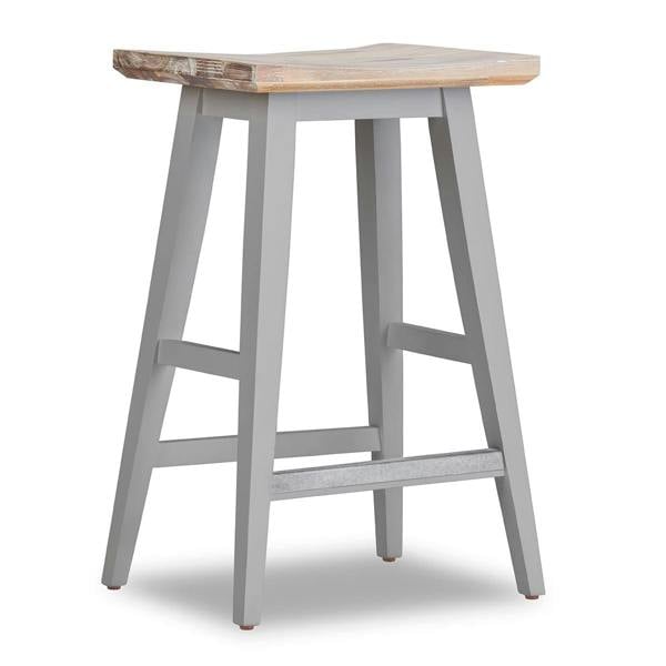 Statement Furniture Florence Wooden Bar Stool with Legs H65cm, Acacia Hardwood Rectangular Seat