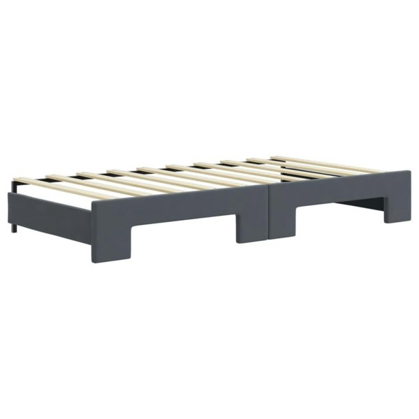 Berkfield Daybed with Trundle and Mattresses Dark Grey 90x190 cm Velvet