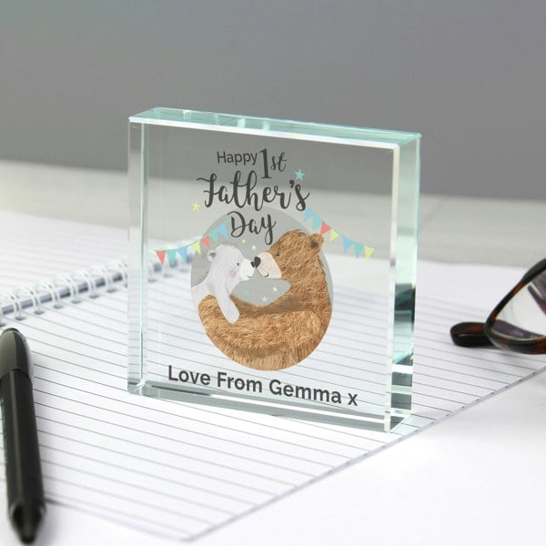 Personalised Memento Company Personalised 1st Father's Day Daddy Bear Crystal Token