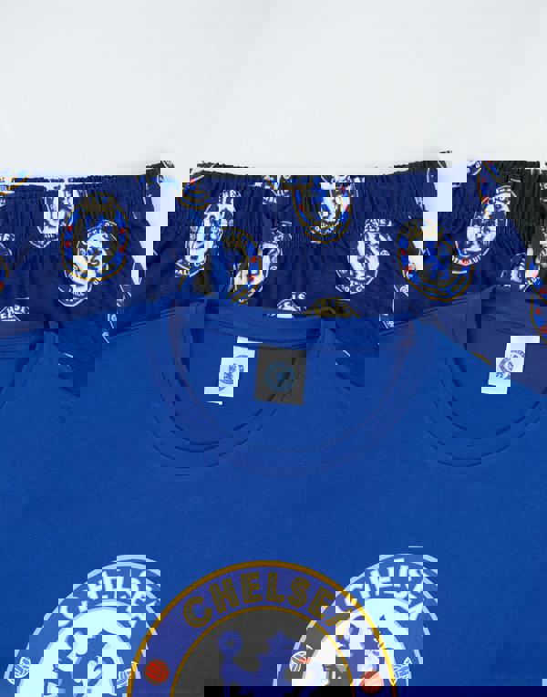 Chelsea Mens Blue Logo Short Sleeve Long Leg Pyjama Set