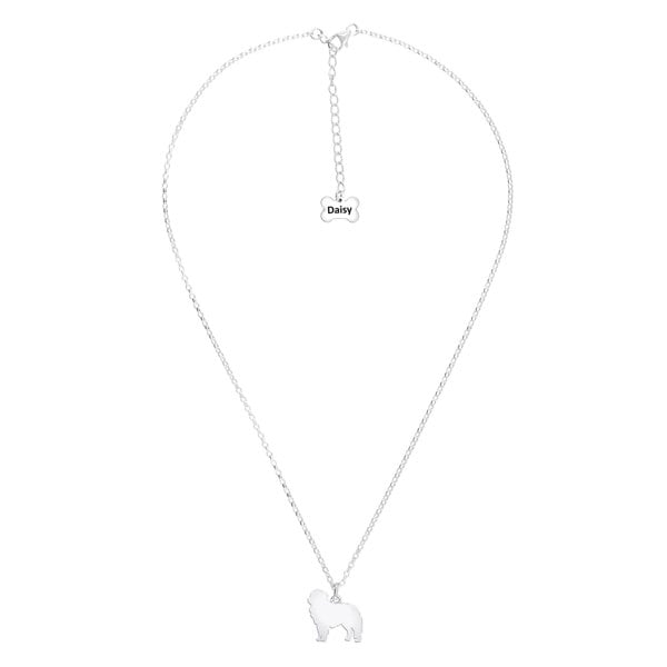 Maremma Sheepdog Silhouette Silver Necklace - Personalised - MYLEE London