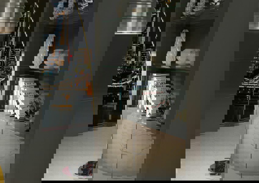 Mex Furniture Tall Display Cabinet 170cm Oak Matt Body and White Gloss Doors – Modern Open Shelving Unit (Copy) (Copy)