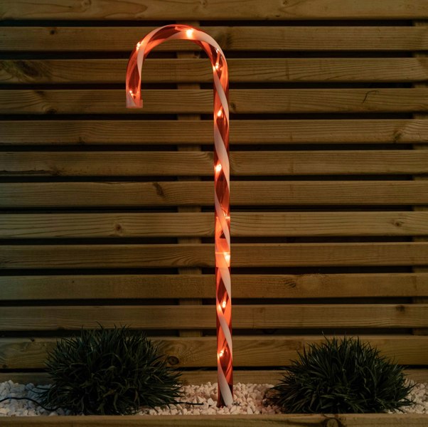 Samuel Alexander 62cm Set of 4 Light up Christmas Candy Cane Garden Path Lights with 40 Rainbow LEDs