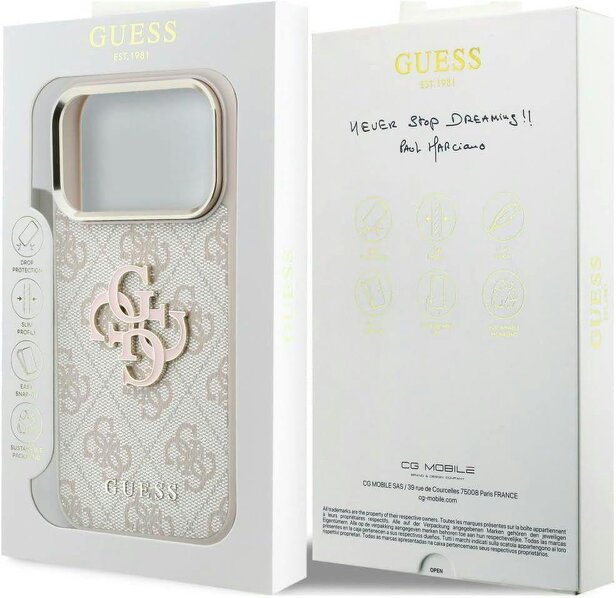 Guess 4G & Big Resin Logo Case for iPhone 17/18 Pro 6.3" Pink - GUHCP18L6P4SRMLP