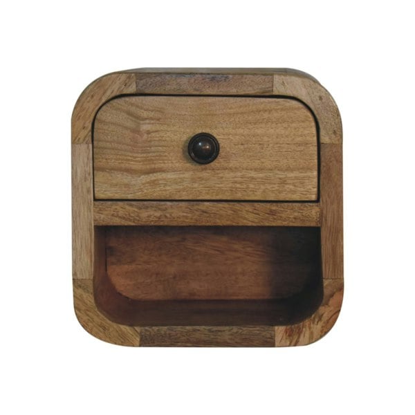 Artisan Furniture Extra Mini Curved Oak-ish Bedside with Open Slot