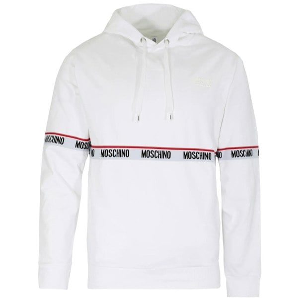 Moschino Branded Taped Chest White Hoodie XS