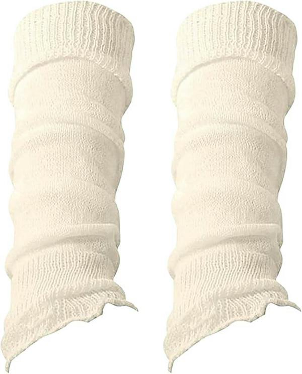 ATEK Womens 80s Leg Warmers Footless Slouch Socks White