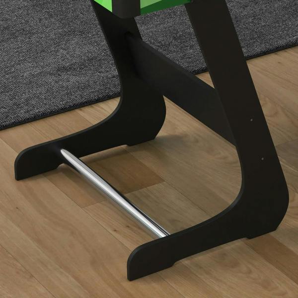 Black folding stand base with silver cue support for a mini pool table set