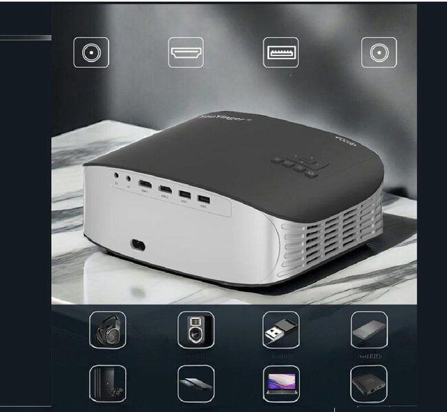 Flixtone Projector 1080P LCD 680 ANSI Lumens Auto Focus Android 9 Dolby Audio Wi-Fi Bluetooth 5.1