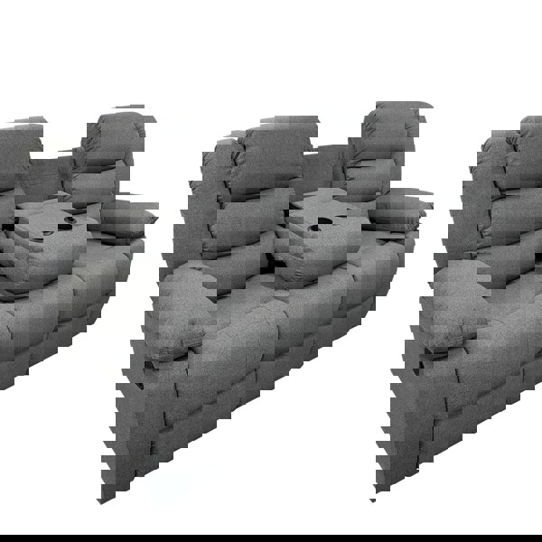 Furnishings For Less Manhattan Grey Fabric Reclining 3 Seater Sofa