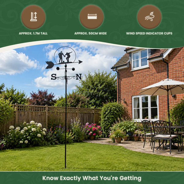 Footballer Weathervane, All-Steel Black Painted Weather Vane With Wall Fixings and Ground Spike, Quick Self-Assembly