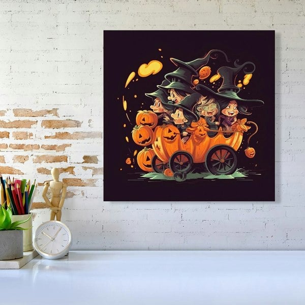 Warren Reed Cartoon Illustrations A Magical Pumpkin Carriage With Canvas