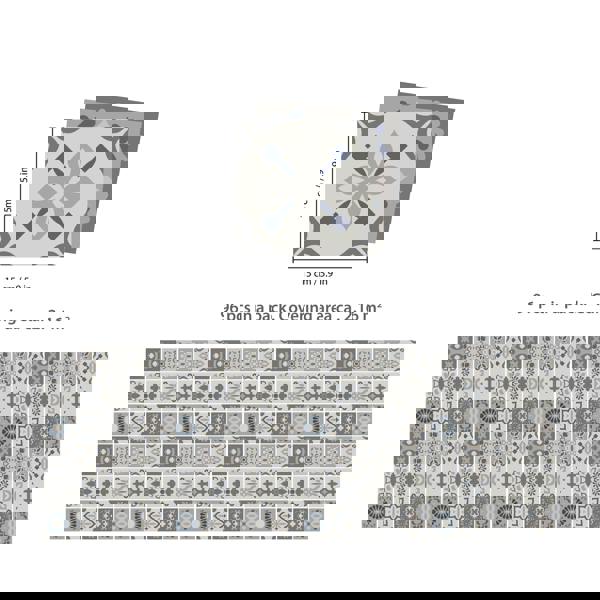 WT1563 - Palace Light Grey Moroccan Wall Tile Sticker Set - 15 cm x 15 cm - 24 pcs