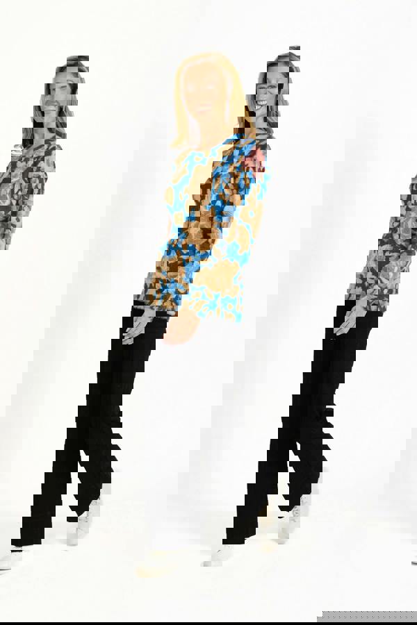 Rose Print Fluffy Yarn Jumper