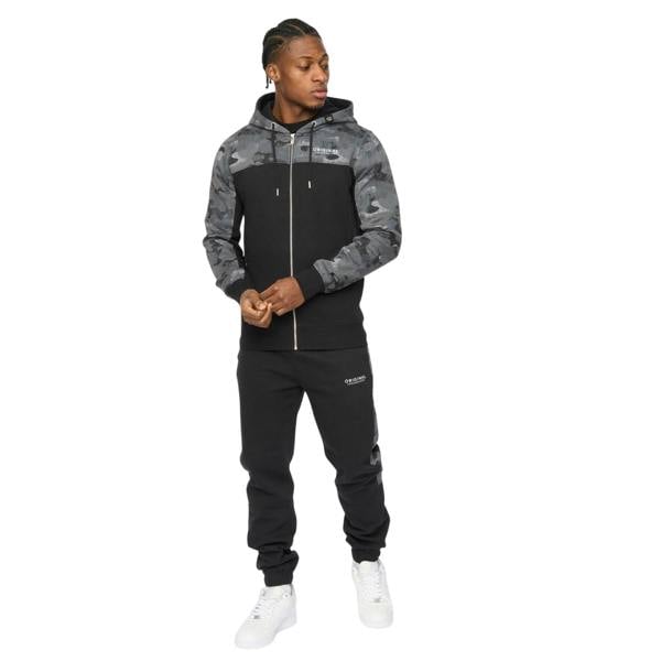 Crosshatch Mens Branton Full Zip Hoodie - Black - 