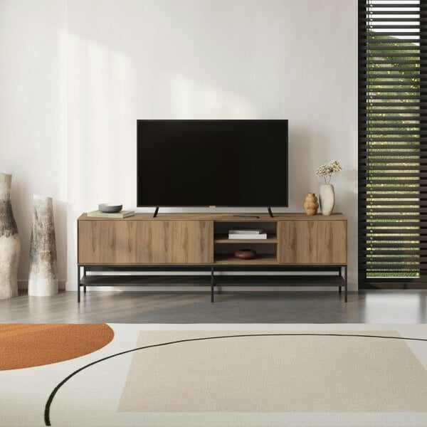 Decortie Amira 180cm Modern TV Stand, Entertainment Centre with Metal Legs & Push-to-Open Doors