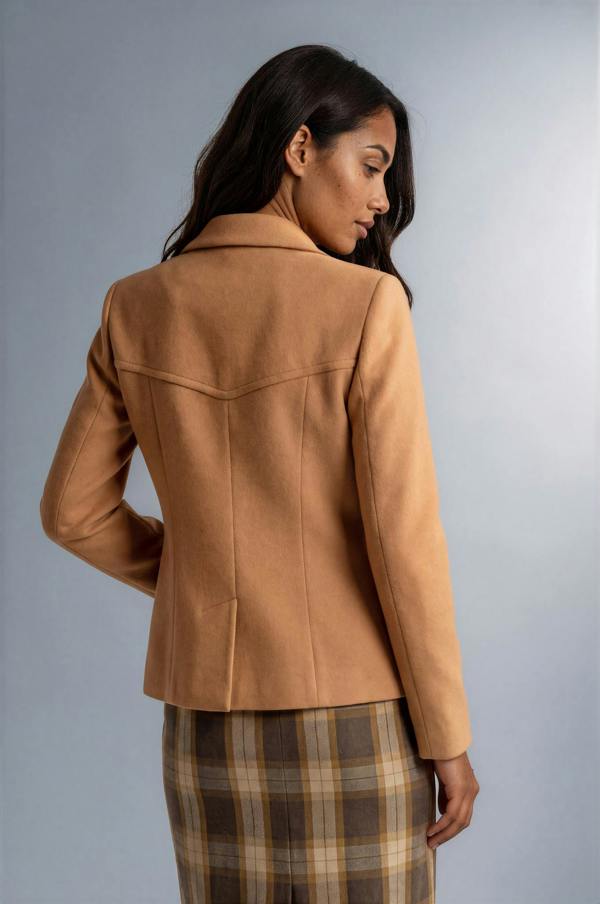 Myles Anthony Caramel Reefer Style Wool & Cashmere Jacket