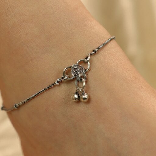 The Colourful Aura Oxidized Silver Plated Snake  Chain Indian Asian Payal Anklet