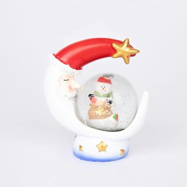 7cm Christmas Mini Snow Globe with Resin Moon and Star Base, Teddy Scene Decoration image 7