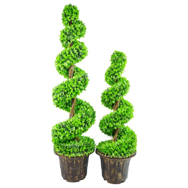 Leaf 120cm Green Large Leaf Spiral with Decorative Planter