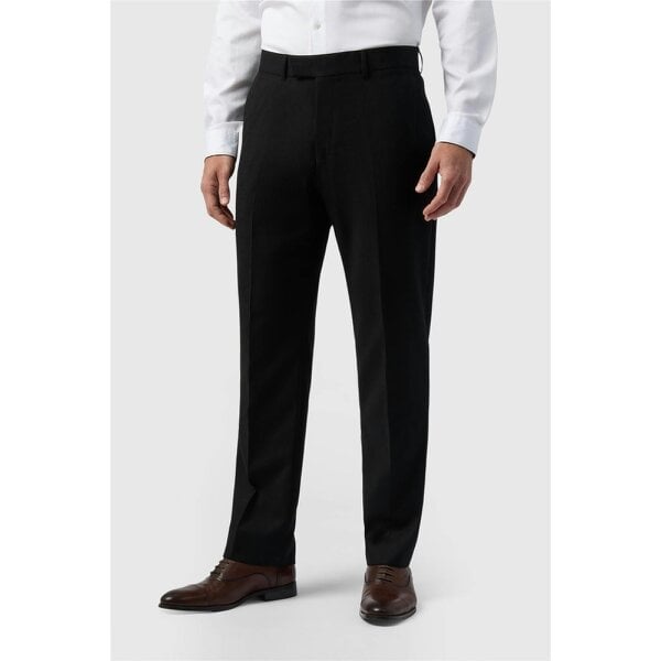 Antique Rogue Regular Fit Black Texture Stretch Trousers
