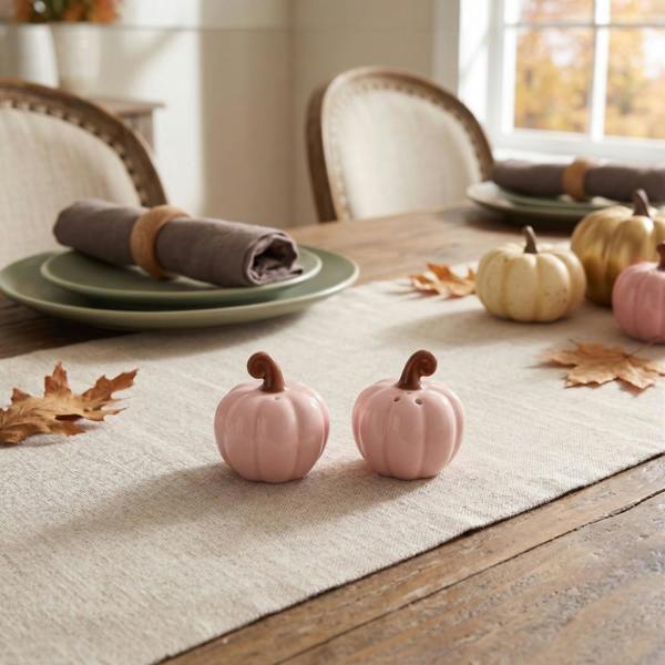 Kingsbury Gifts Pink Pumpkin Shaped Salt & Pepper Shakers