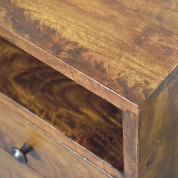 Wyld Haus Olbia Mini Classic Chestnut Mango Wood Bedside Table 2 Drawers