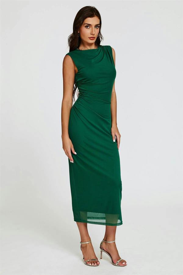 FS Collection Mesh Maxi Dress In Green