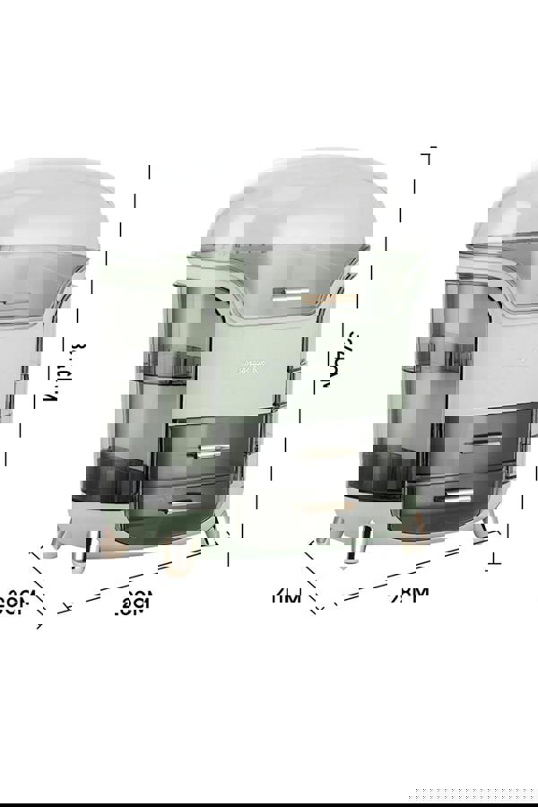 Living and Home Large Capacity Cosmetic Storage Box With 2 Layers Of Storage Boxes & Transparent Lid - Green