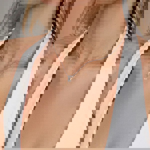 Say It With Dainty CZ Block Initial Necklace - Sterling Silver