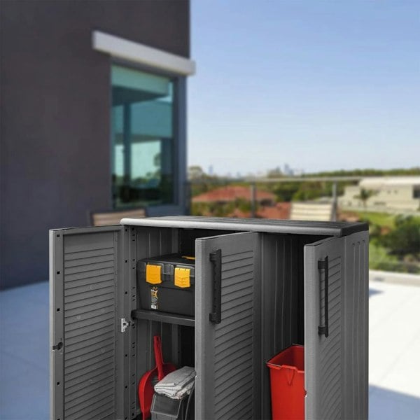 Berkfield Garden Storage Cabinet Grey and Black 102x37x84 cm PP