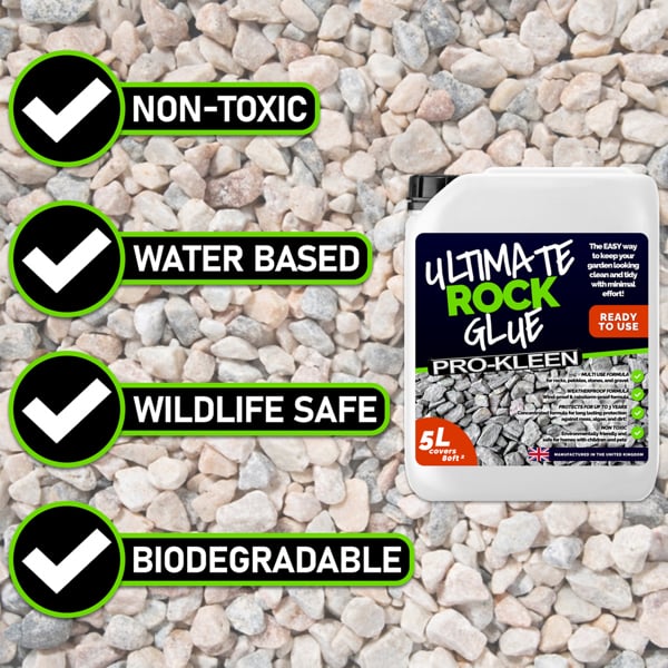 ProKleen Pro-Kleen Ultimate Rock Glue 20L (Covers 320 ft2) - Rock Glue Binder For Gravel, Stones, Slate & Mulch