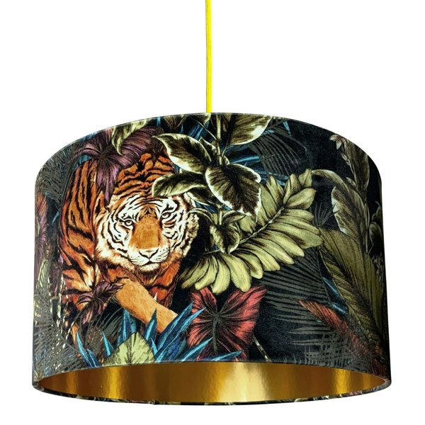 Love Frankie Big Cat Velvet Lampshade With Gold Lining In Rust