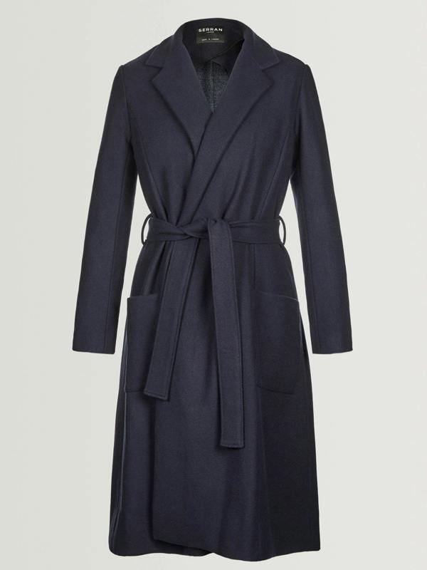 Serran London Wrap Coat - Navy